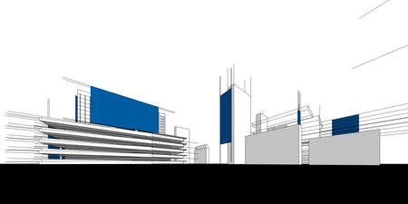 3D Architectural Perspective and Sketch Designsのイラスト素材