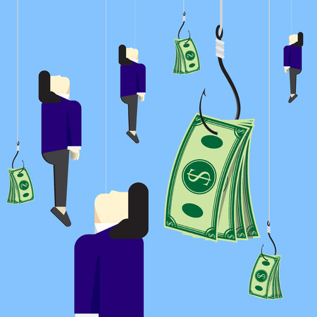 Businessman with money on fishing hook vector designのイラスト素材