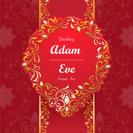 Wedding invitation card. Vintage ornate card. Abstract floral background. Decorative floral frame. Template for birthday and greeting cardのイラスト素材