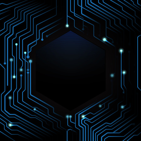 Abstract blue circuit board on dark backgroundのイラスト素材