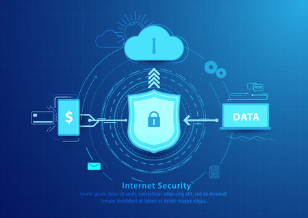 Internet security line flat style design. Technology concept backgroundのイラスト素材