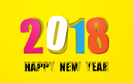 Colorful Happy new year 2018 in paper cut backgroundのイラスト素材