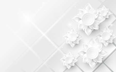 White abstract flowers asian pattern backgroundのイラスト素材