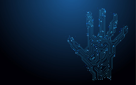 Circuit abstract hand and digital conceptual technology security backgroundのイラスト素材