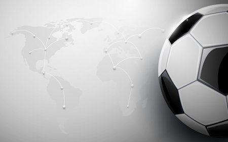 Soccer ball and world map connection backgroundのイラスト素材