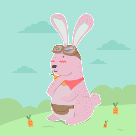 Cute rabbit hand holding carrot. cartoon Illustrationのイラスト素材