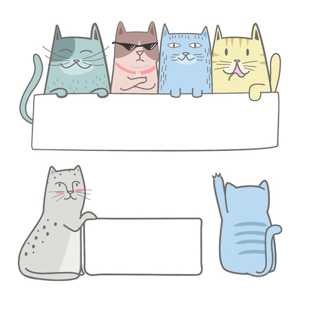 Cute cat holding a blank signのイラスト素材