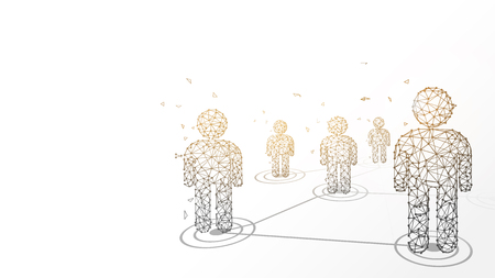Connecting people form lines, triangles and particle style design. Illustration vectorのイラスト素材