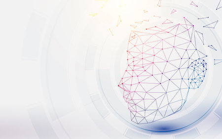 Human face from lines, triangles and particle style design. Illustration vectorのイラスト素材