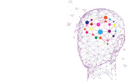 Human head and brain. Creation and idea conceptのイラスト素材
