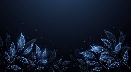Eco technology background. Digital leaves form lines, triangles and particle style design. Illustration vectorのイラスト素材
