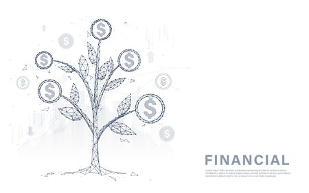 Money tree coins and money. Financial management, growing making money, and investment conceptのイラスト素材