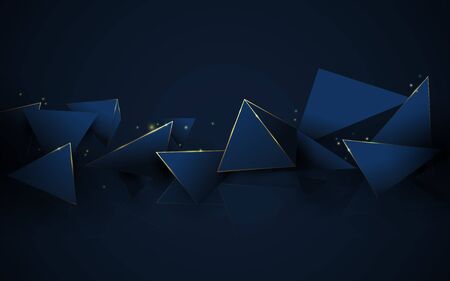 Abstract 3d polygonal pattern luxury dark blue with gold backgroundのイラスト素材