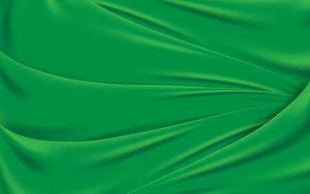 Green wavy silk fabric texture background. Vector illustrationのイラスト素材
