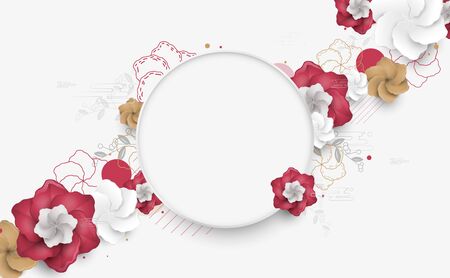 Abstract modern minimal flowers. Asia elements style design. Chinese new year. Geometric decorative ornamentsのイラスト素材