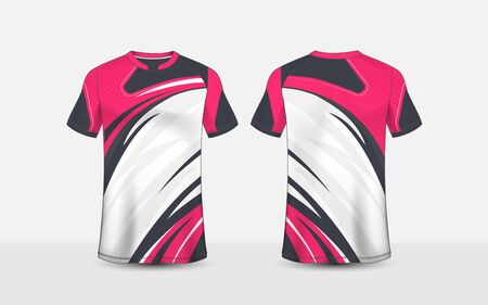 Pink, white and black pattern layout e-sport t-shirt design templateのイラスト素材