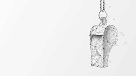 Hanging Sports Whistle on White Background. Low Polygonal Designのイラスト素材