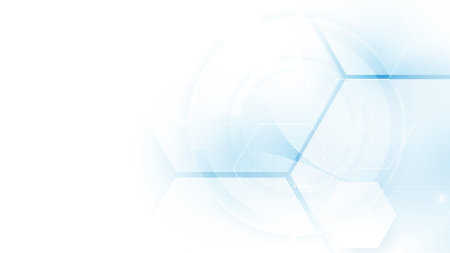 Abstract Technology, Futuristic Digital Hi Tech Concept. Abstract Soft Blue and White Hexagonal Molecule Background. Scientific and Technological Concept. Vector Illustrationのイラスト素材