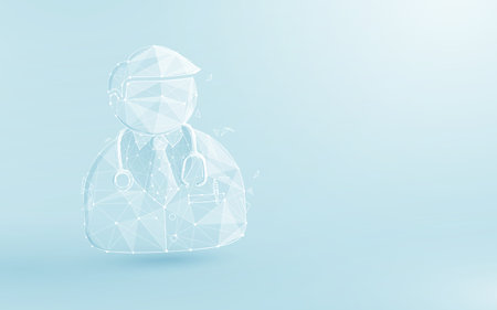 3d Doctor icon. Low poly model design. Vector illustration