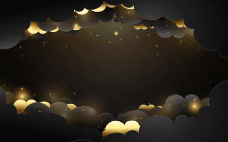 Luxury Black and gold cloud background. Vector illustrationのイラスト素材
