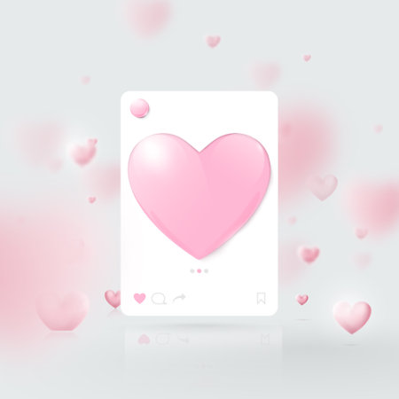 3d Mockup of Social media interface. Social network photo frame template. Valentines day. Vector illustrationのイラスト素材