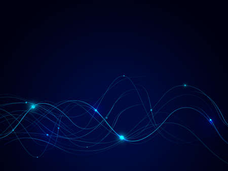 Abstract connecting lines and dots on dark background. Technology connection futuristic concept. Vector illustrationのイラスト素材