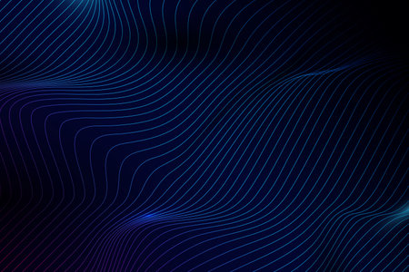 Blue abstract wave and lines pattern stripe with futuristic technology concept background. Vector...