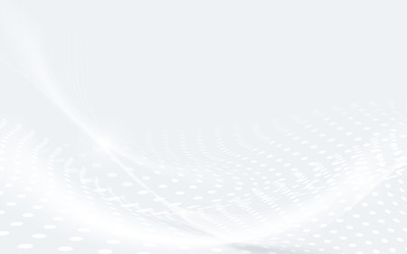 Abstract white halftone and wavy lines technology digital hi tech concept background. Vector illustrationのイラスト素材