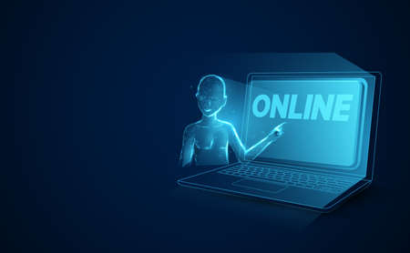 Online presentation conference. Learning online education. Digital Classroom. 3d Vector illustrationのイラスト素材