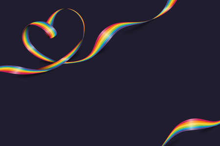 Heart shape rainbow pride ribbon. LGBT, LGBTQ Gay pride flag wave. Happy pride month. Vector illustrationのイラスト素材