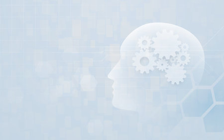 Artificial intelligence. Human head outline. Futuristic technology and engineering concept. Vector...