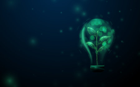 Light bulb with a plant. Energy, Environment, Ecology Concept. Save the world. Vector illustrationのイラスト素材