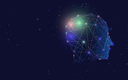 Artificial intelligence. Human head outline. Futuristic technology and healthcare concept. Vector illustrationのイラスト素材