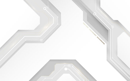Abstract white circuit board. Futuristic technology high-tech digital concept. White background. Vector illustrationのイラスト素材