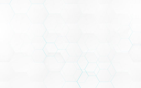 Abstract white and blue hexagon geometric design background. Futuristic technology with healthcare...
