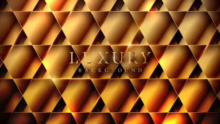 Shining golden polygon pattern background. Luxury background. Vector illustrationのイラスト素材