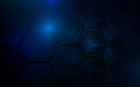 Abstract blue hexagon background. Futuristic technology digital hi tech concept background. Vector...