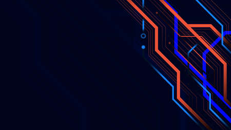 Abstract blue and orange color circuit lines Futuristic technology digital hi tech backgroundのイラスト素材