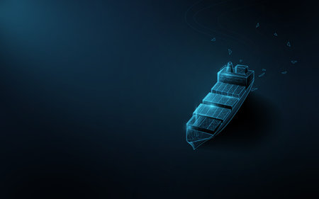 A container cargo ship. Business trade logistics and transportation. Cargo ship boat. Low polygon...