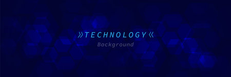 Abstract dark blue hexagon background. Futuristic technology digital hi tech concept background. Banner, posters, cards, headers, websiteのイラスト素材