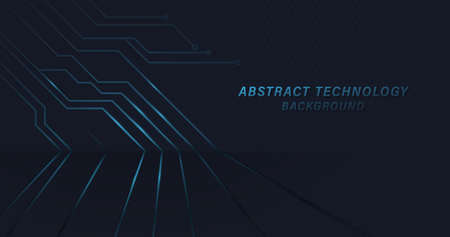 Abstract blue circuit lines Futuristic technology digital hi tech background. Display mockup bannerのイラスト素材