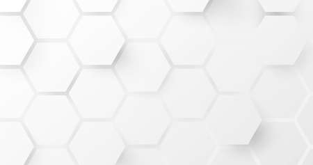 Abstract 3D white, and grey geometric hexagon background. Futuristic technology digital hi tech concept backgroundのイラスト素材