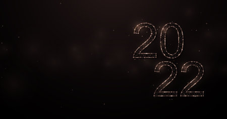 Happy New Year 2022. Abstract light sparking with number 2022 shape on bokeh background