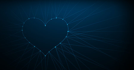 Heart form line, triangles, and particle style design. geometric wireframeのイラスト素材