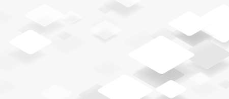 Abstract white and grey squares floating. Futuristic technology digital hi tech backgroundのイラスト素材