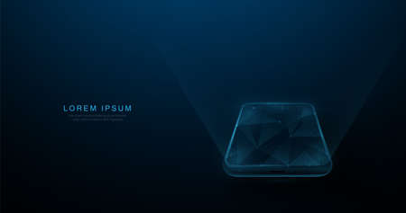 Smartphone with empty screen. line, dot and low polygon, structure design. Vector illustrationのイラスト素材