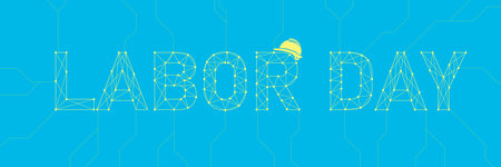 Labor Day. Labor day banner. Labor Day typography  makes it form lines, triangles and particle style design. Illustration vectorのイラスト素材