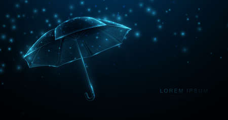 Umbrella protection shield. Low poly wireframe style design. Vector illustrationのイラスト素材