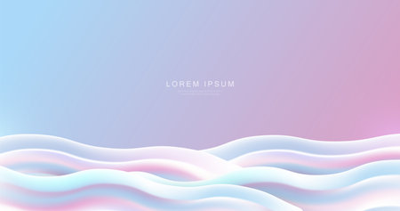 Abstract wavy wave pastel color on Colorful background. Vector Illustrationのイラスト素材