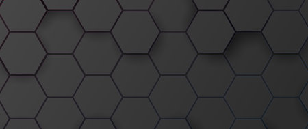 Abstract geometric hexagon pattern with LED light trim. Futuristic technology digital hi tech concept. Vector illustrationのイラスト素材